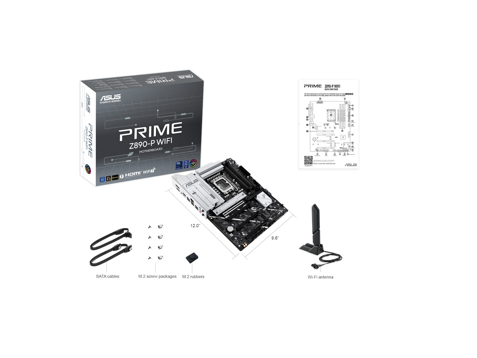 ASUS PRIME Z890-P WIFI Mainboard - Intel Z890 - Intel LGA1851 socket - DDR5 RAM - ATX