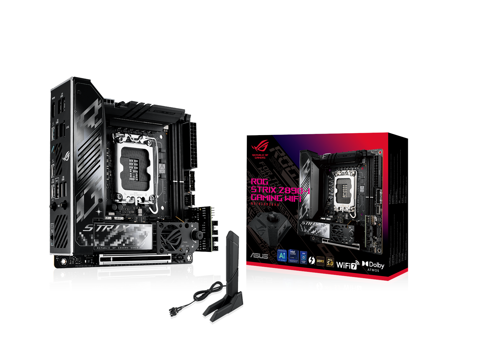 ASUS ROG STRIX Z890-I GAMING WIFI Mainboard - Intel Z890 - Intel LGA1851 socket - DDR5 RAM - Mini-ITX