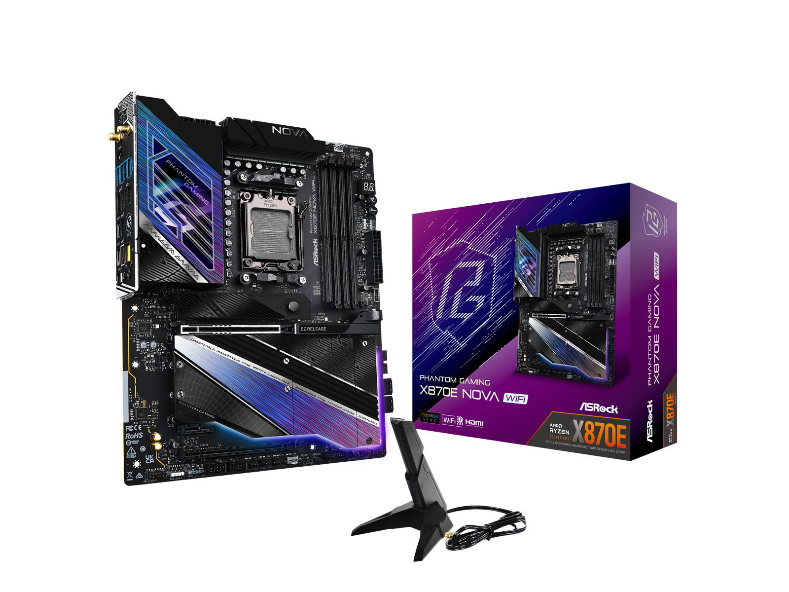 ASRock X870E NOVA WIFI Mainboard - AMD X870E - AMD AM5 socket - DDR5 RAM - ATX