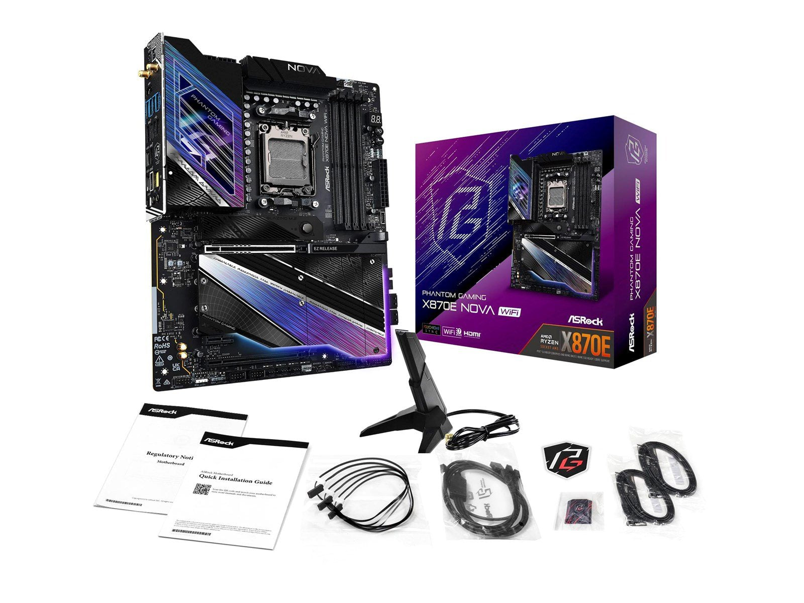 ASRock X870E NOVA WIFI Mainboard - AMD X870E - AMD AM5 socket - DDR5 RAM - ATX