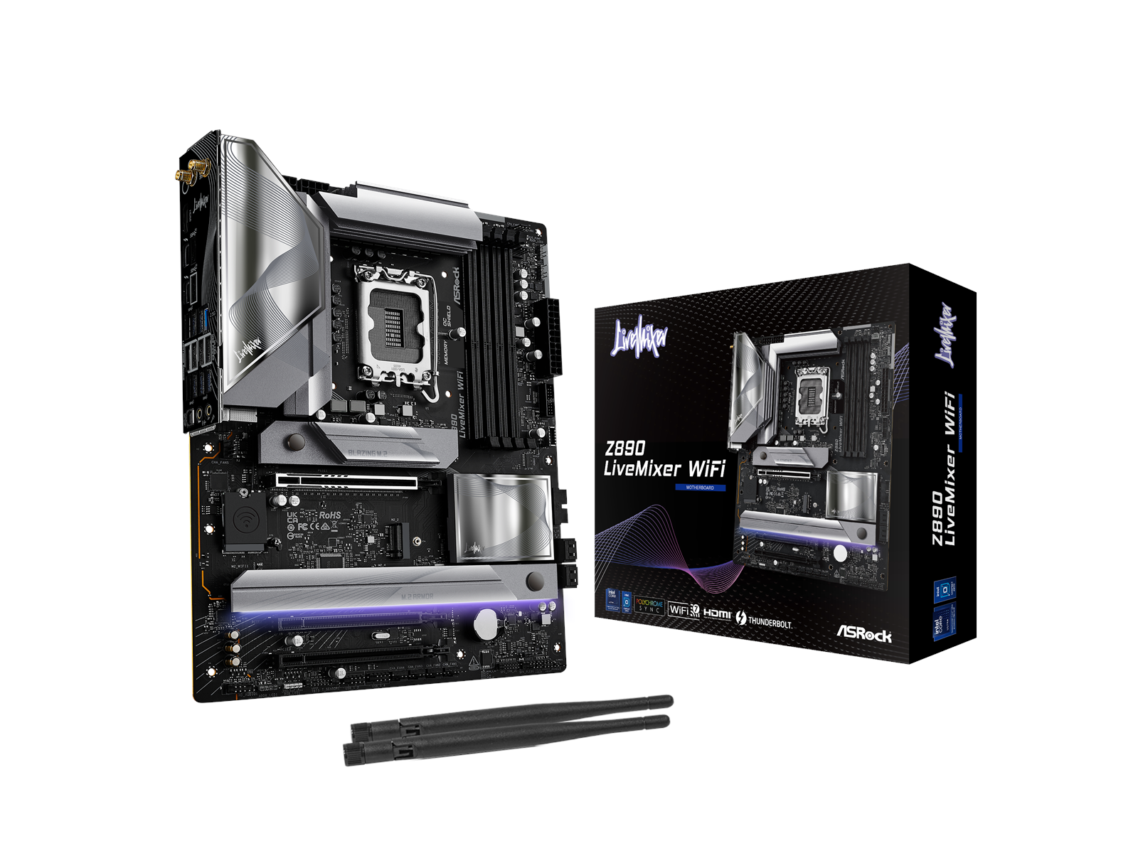 ASRock Z890 LIVEMIXER WIFI Mainboard - Intel Z890 - Intel LGA1851 socket - DDR5 RAM - ATX