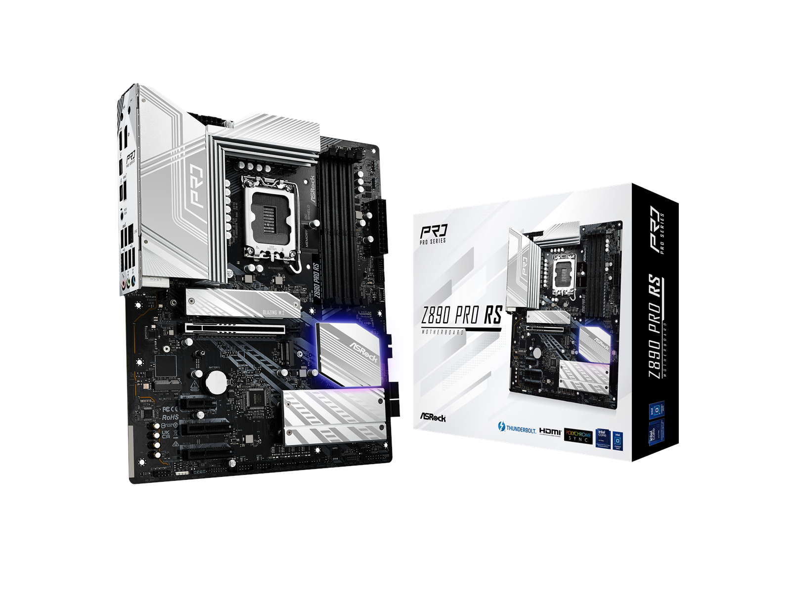 ASRock Z890 PRO RS Mainboard - Intel Z890 - Intel LGA1851 socket - DDR5 RAM - ATX