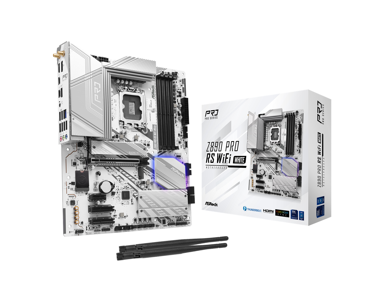 ASRock Z890 PRO RS WIFI WHITE Mainboard - Intel Z890 - Intel LGA1851 socket - DDR5 RAM - ATX