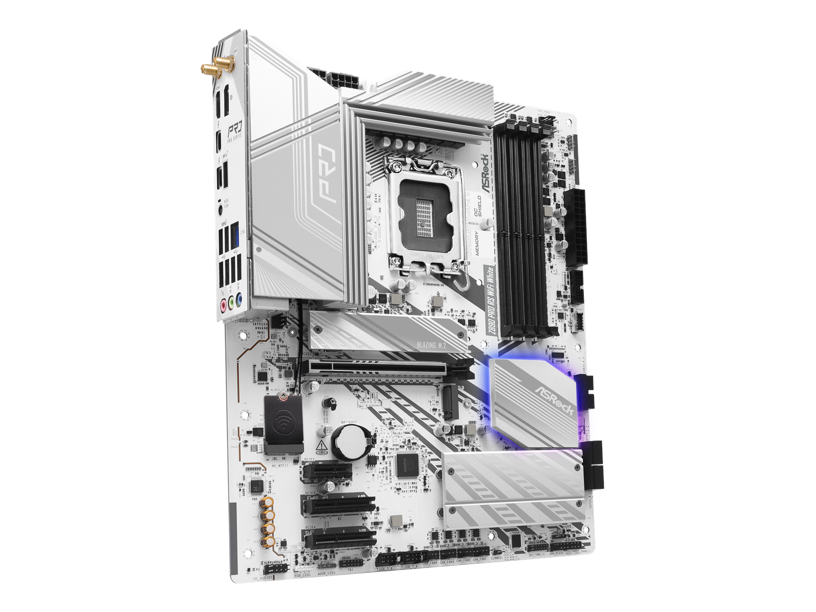 ASRock Z890 PRO RS WIFI WHITE Mainboard - Intel Z890 - Intel LGA1851 socket - DDR5 RAM - ATX