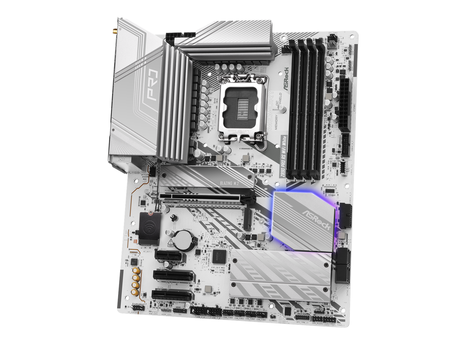 ASRock Z890 PRO RS WIFI WHITE Mainboard - Intel Z890 - Intel LGA1851 socket - DDR5 RAM - ATX