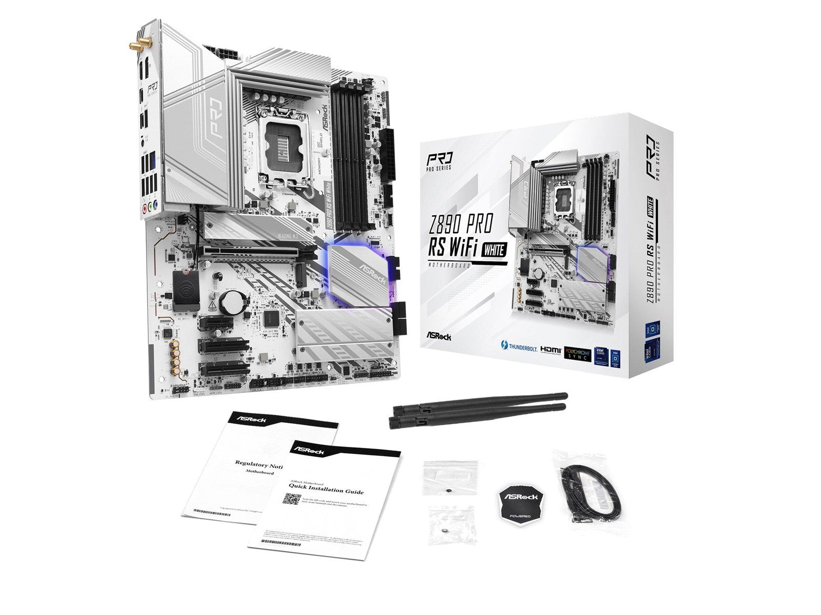 ASRock Z890 PRO RS WIFI WHITE Mainboard - Intel Z890 - Intel LGA1851 socket - DDR5 RAM - ATX