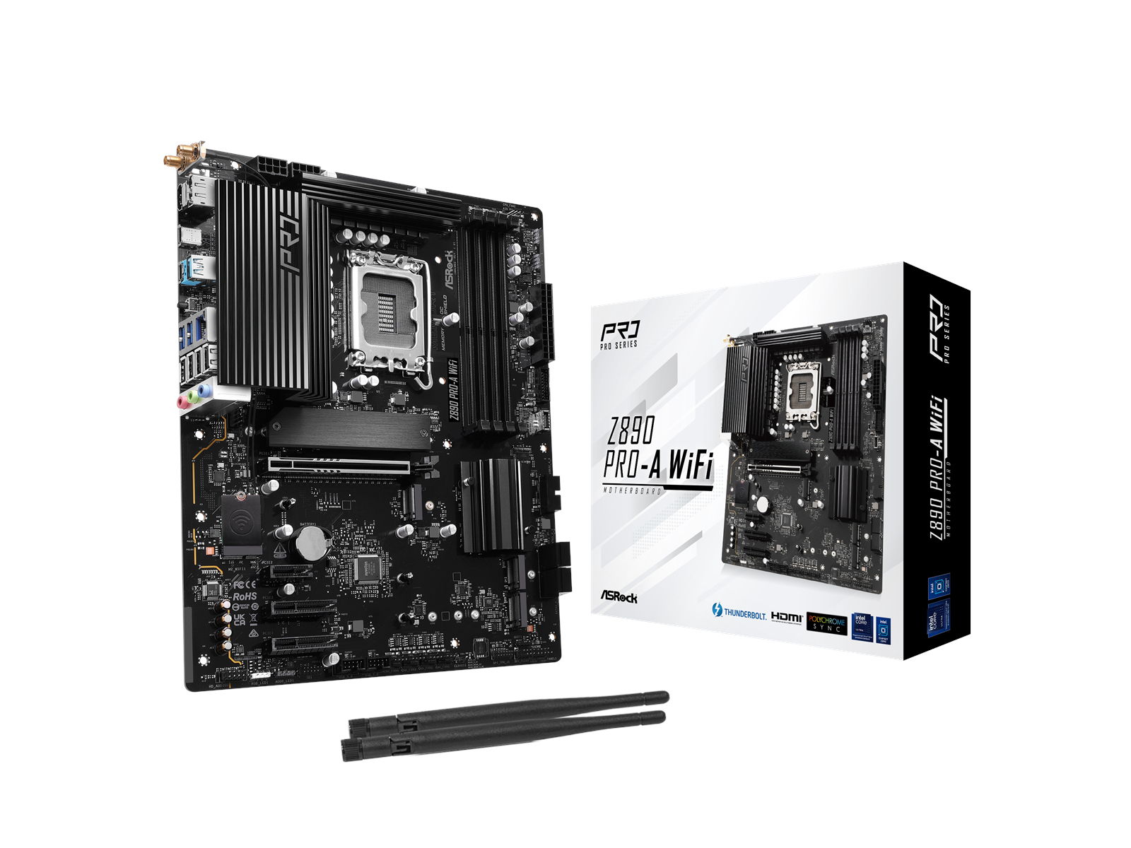 ASRock Z890 PRO-A WIFI Mainboard - Intel Z890 - Intel LGA1851 socket - DDR5 RAM - ATX