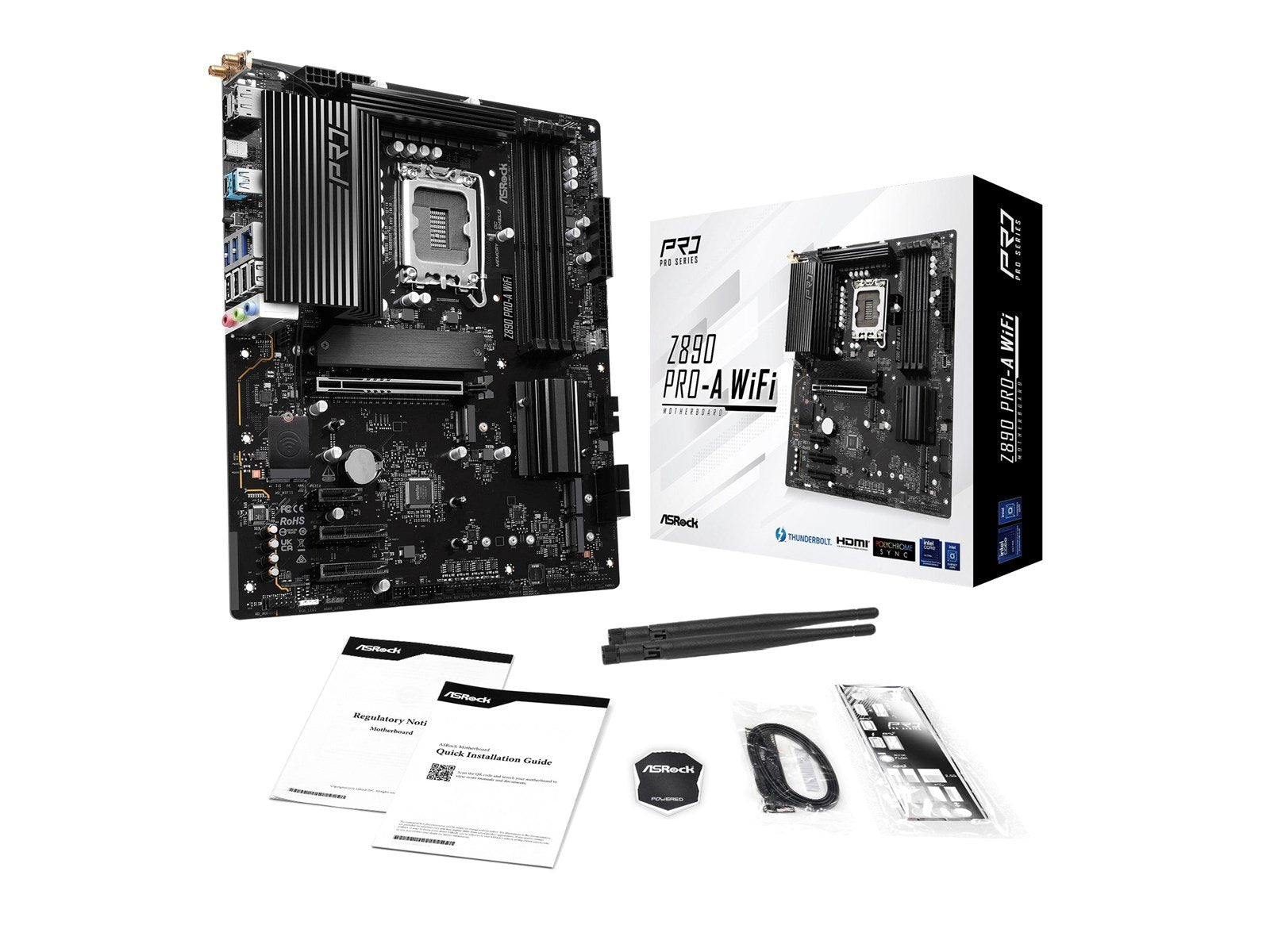 ASRock Z890 PRO-A WIFI Mainboard - Intel Z890 - Intel LGA1851 socket - DDR5 RAM - ATX