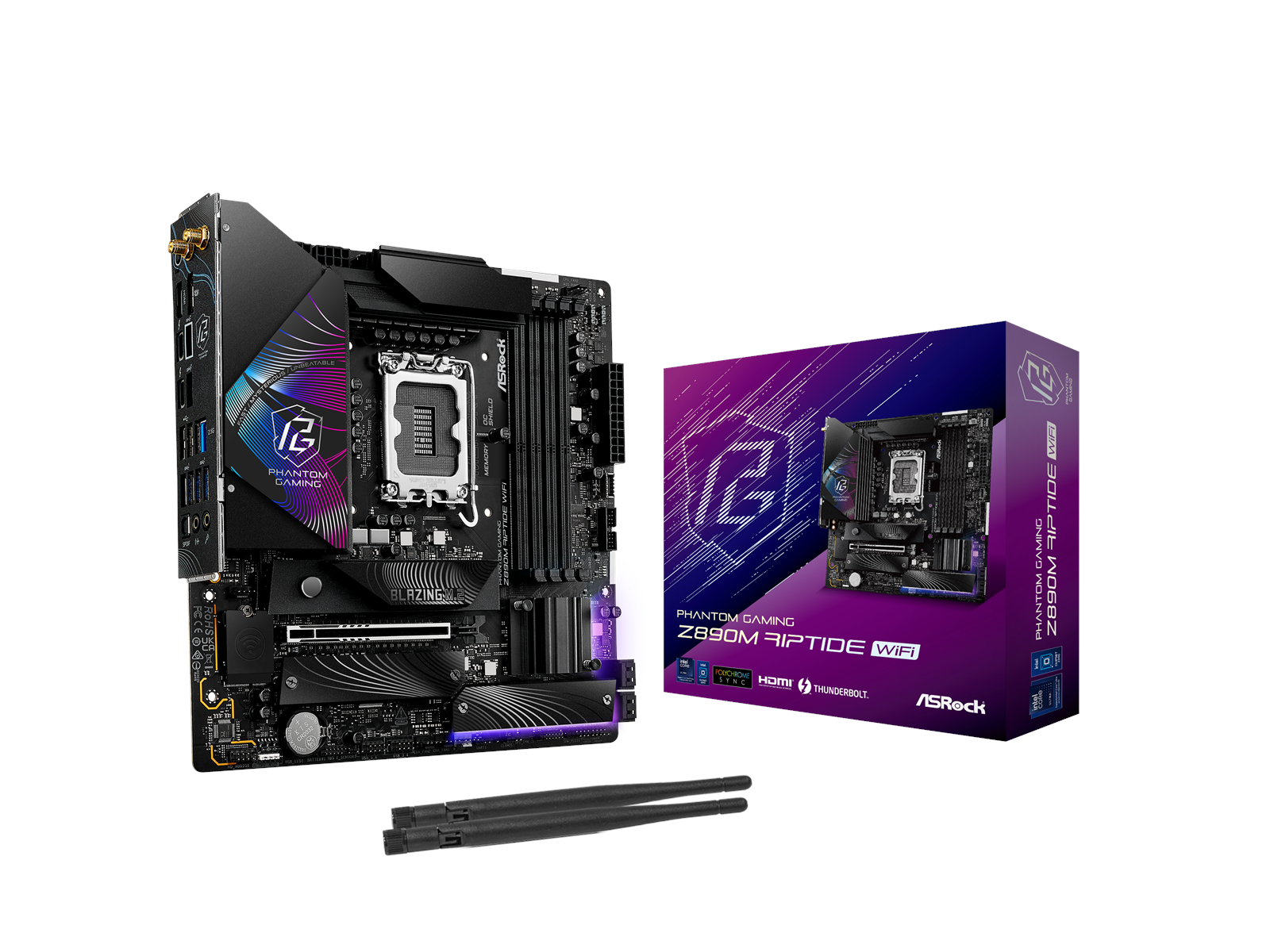 ASRock Z890M RIPTIDE WIFI Mainboard - Intel Z890 - Intel LGA1851 socket - DDR5 RAM - Micro-ATX