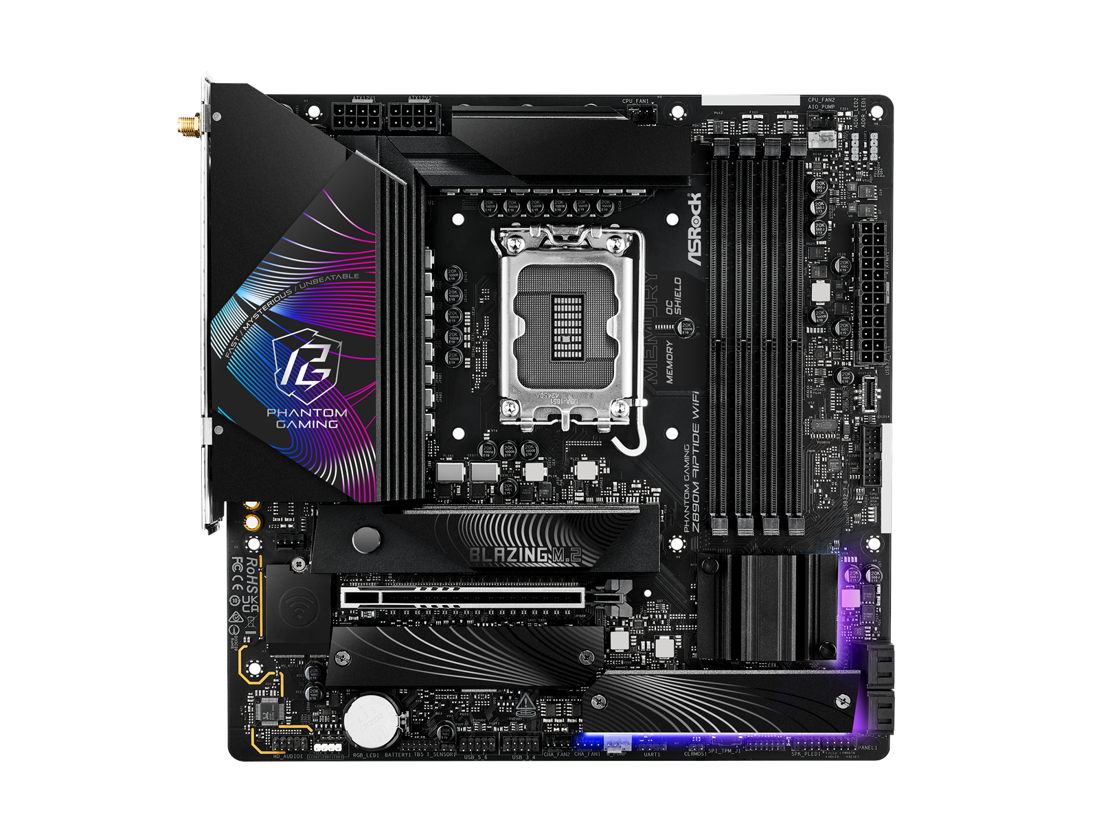 ASRock Z890M RIPTIDE WIFI Mainboard - Intel Z890 - Intel LGA1851 socket - DDR5 RAM - Micro-ATX