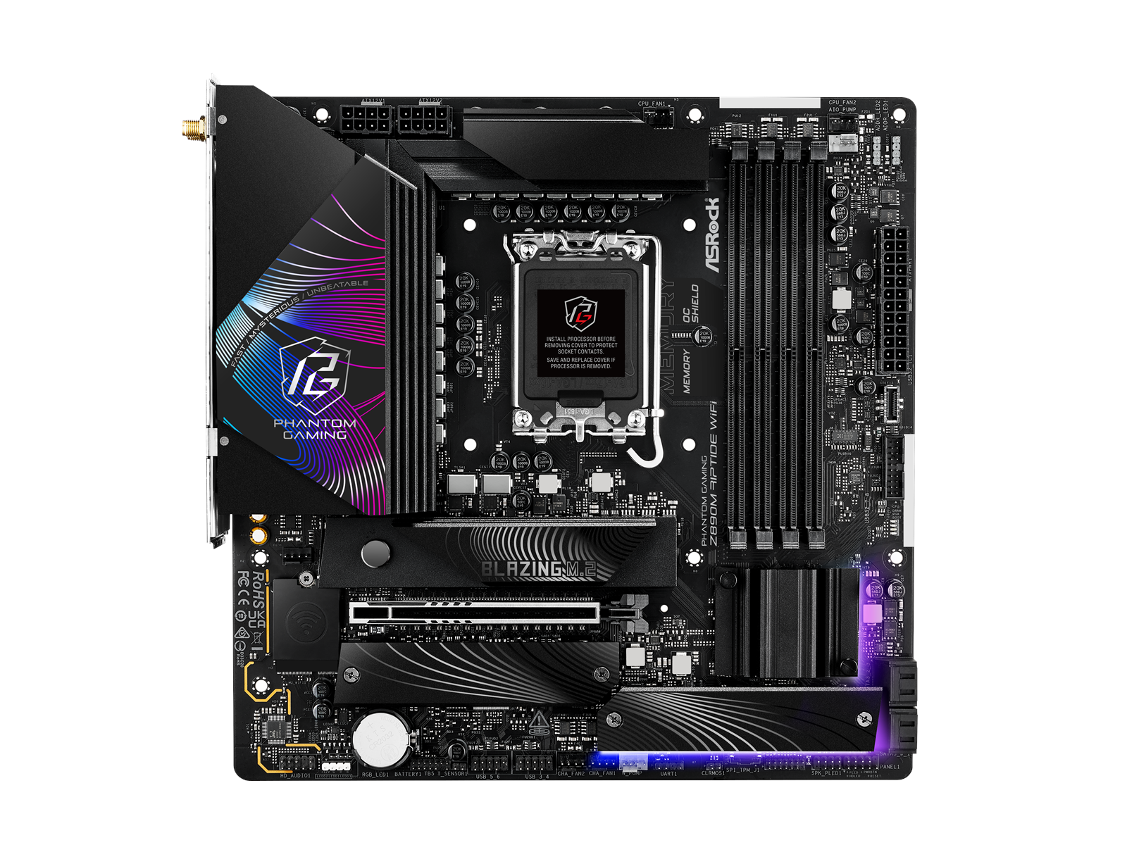 ASRock Z890M RIPTIDE WIFI Mainboard - Intel Z890 - Intel LGA1851 socket - DDR5 RAM - Micro-ATX