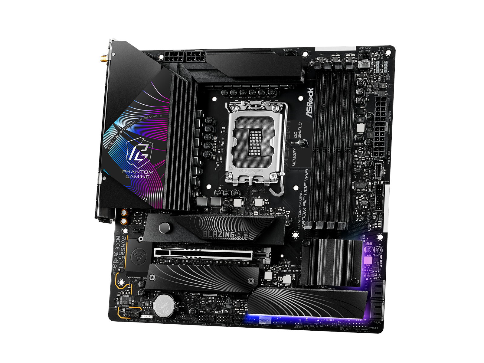ASRock Z890M RIPTIDE WIFI Mainboard - Intel Z890 - Intel LGA1851 socket - DDR5 RAM - Micro-ATX