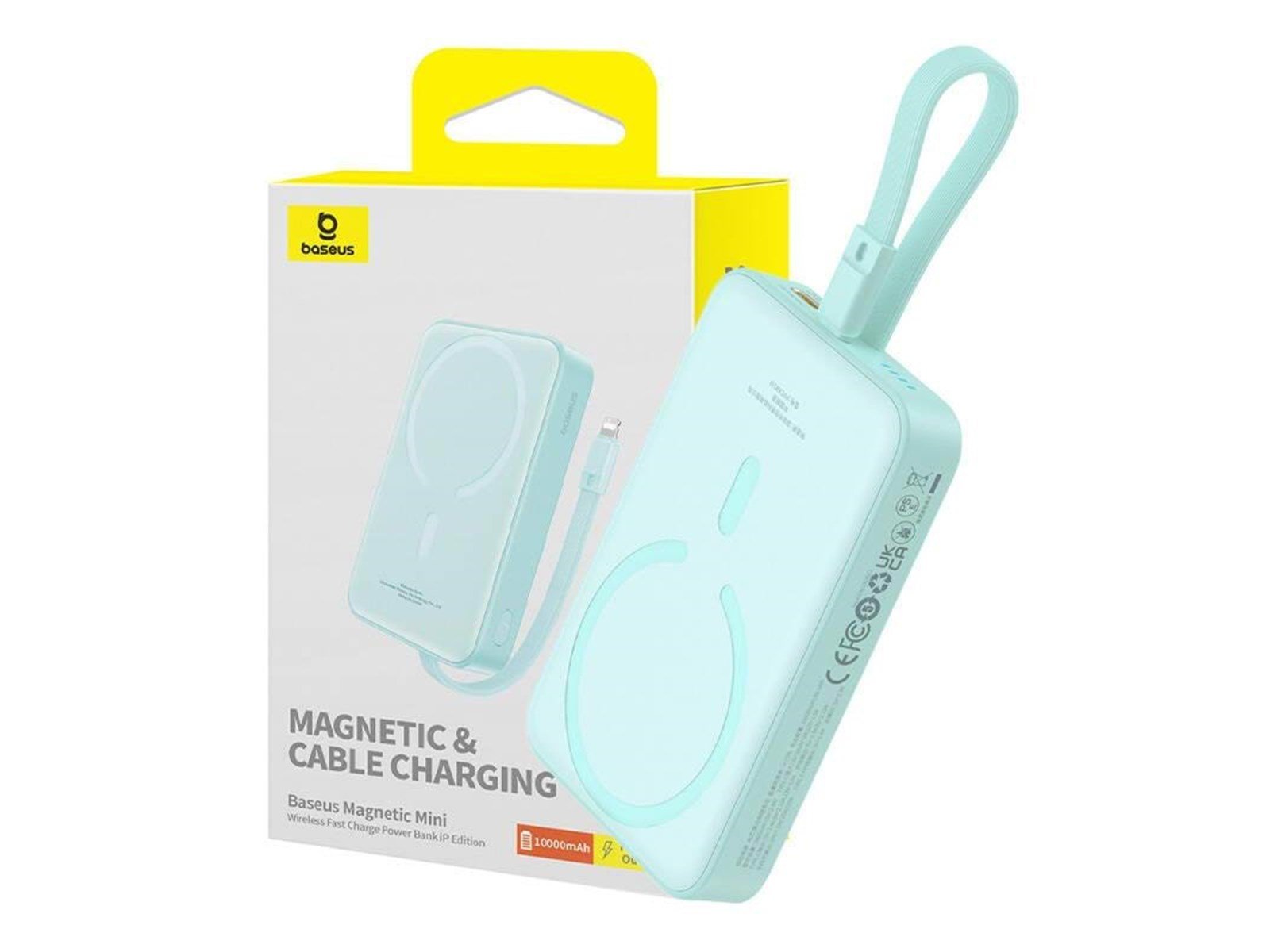 Baseus Magnetic Mini 10000mAh 20W MagSafe Magnetic Power Bank (Mint) Powerbank (Akku) - Blau - 10000 mAh