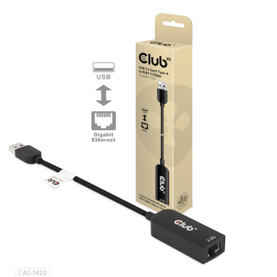 Club3D Adapter USB 3.2 Typ A > RJ-45 2.5Gb retail