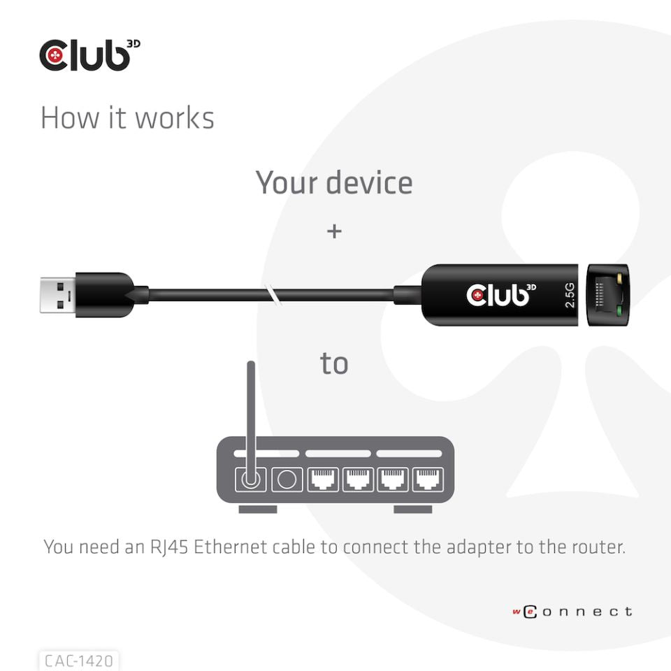 Club3D Adapter USB 3.2 Typ A > RJ-45 2.5Gb retail