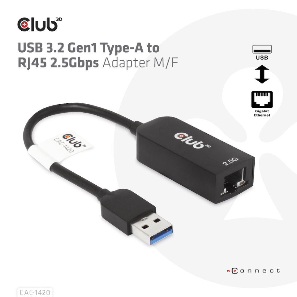 Club3D Adapter USB 3.2 Typ A > RJ-45 2.5Gb retail