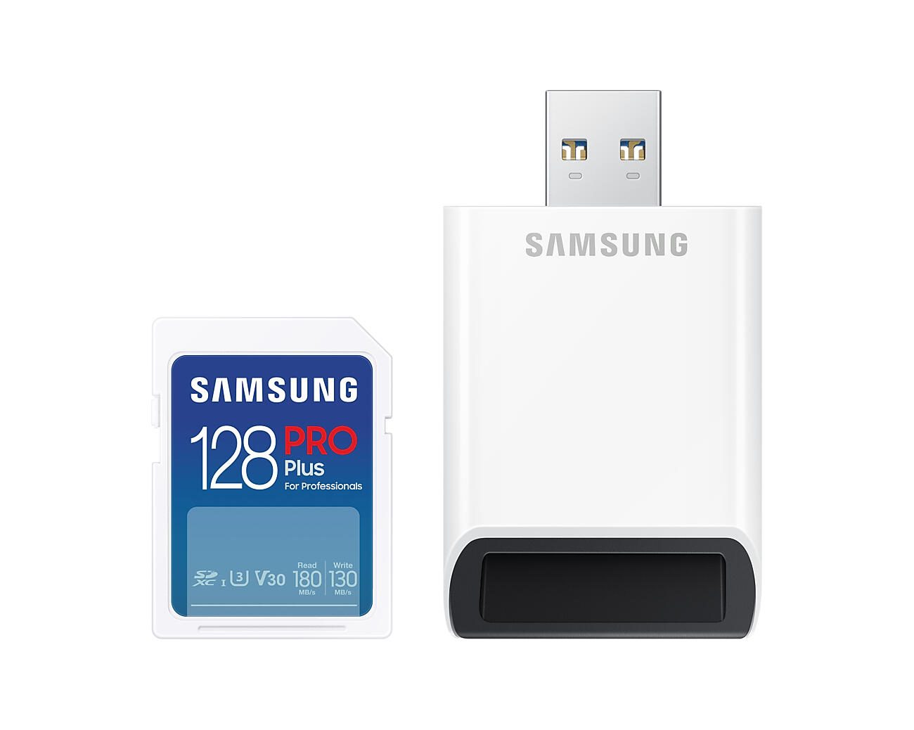 Samsung PRO Plus MB-SD128SB Speicherkarte 128 GB mit USB Kartenleser