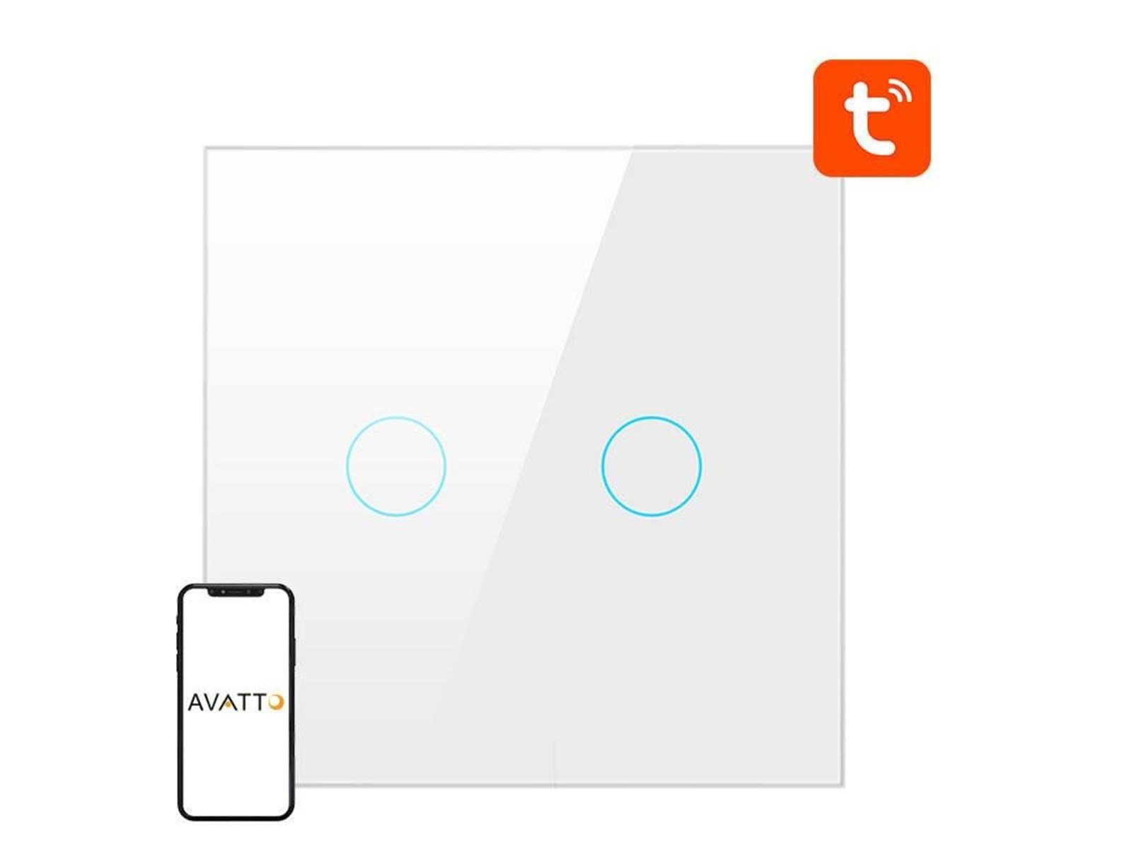 Avatto Smart Light Switch ZigBee ZTS02-EU-W2 2 Way TUYA (white)