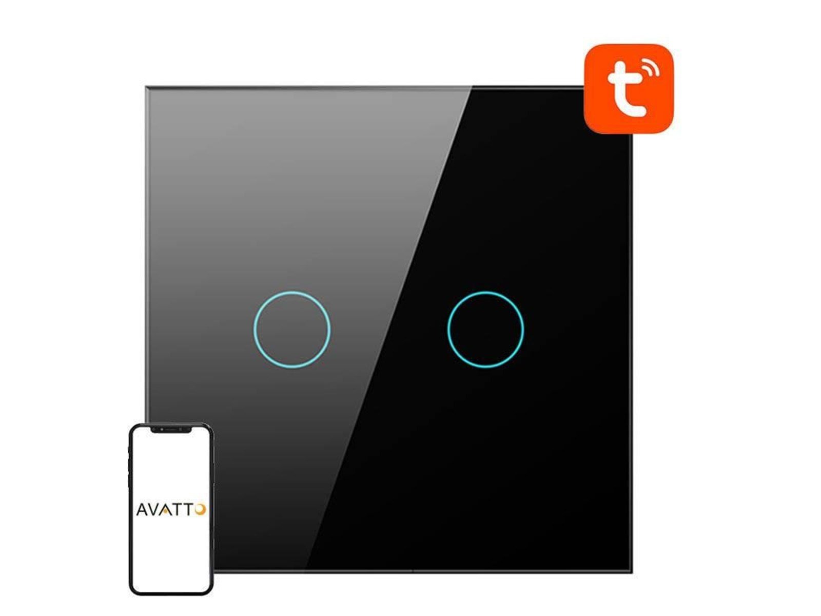 Avatto Smart Light Switch WiFi TS02-EU-B2 2 way (black)