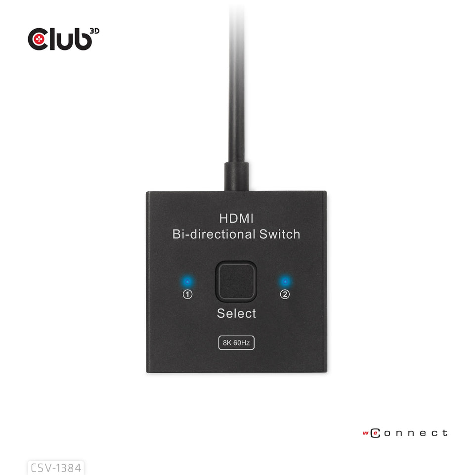 Club3D HDMI Switch 2-in-1 bidirektional   8K60Hz/4K120Hz UHD ret