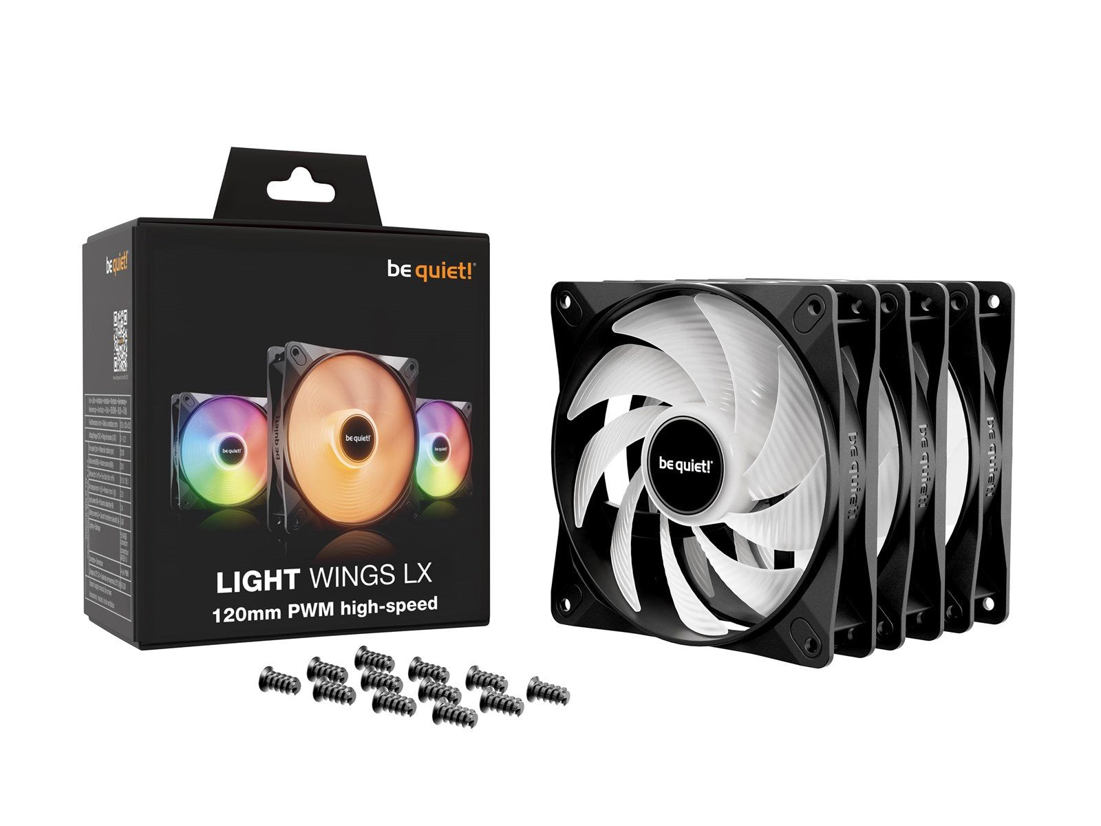 be quiet! LIGHT WINGS LX high-speed (3-pack) - Gehäuselüfter - 120mm - Schwarz mit RGB LED - 31 dBA