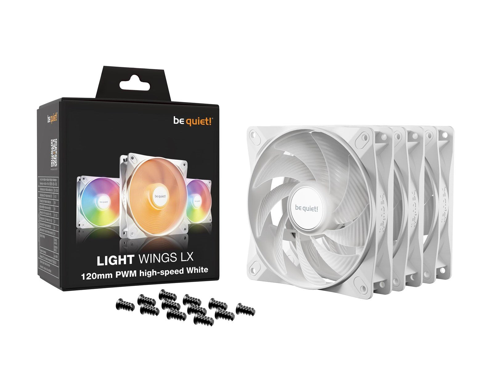 be quiet! LIGHT WINGS LX White High Speed (3-pack) - Gehäuselüfter - 120mm - Schwarz - 31 dBA