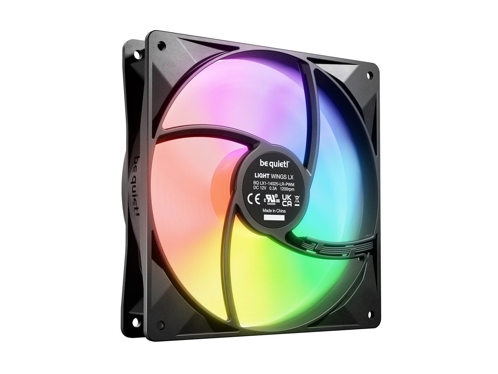 be quiet! LIGHT WINGS LX 140 (3-pack) - Gehäuselüfter - 140mm - Schwarz mit RGB LED - 23 dBA