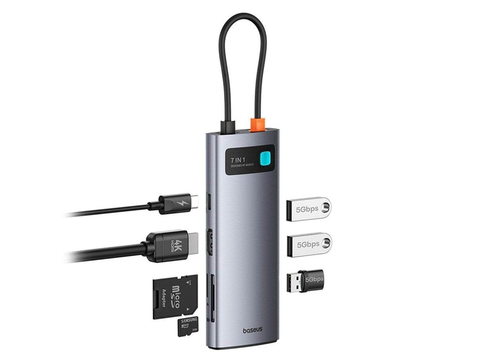 Baseus Joystar 7 in 1 USB-C Hub USB-Hubs - USB 3.1 - 7 - Grau