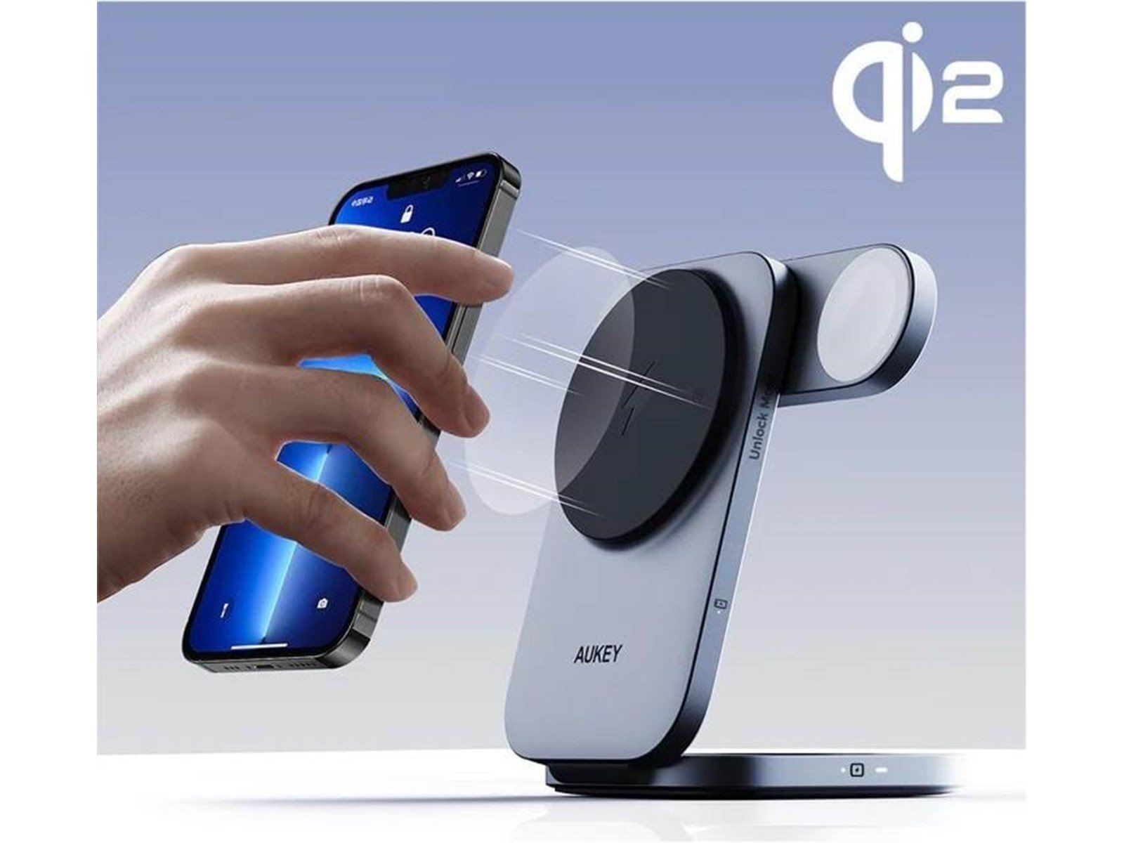 Aukey LC-MC312 MagFusion Z Qi2 3-in-1 Foldable Wireless Charging Station