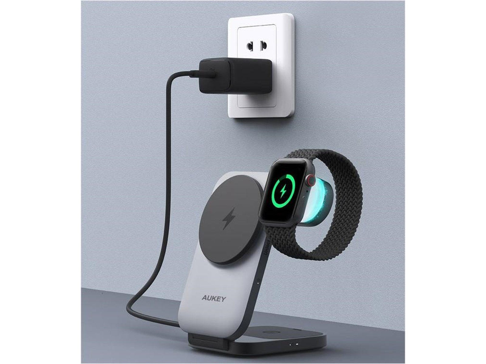 Aukey LC-MC312 MagFusion Z Qi2 3-in-1 Foldable Wireless Charging Station