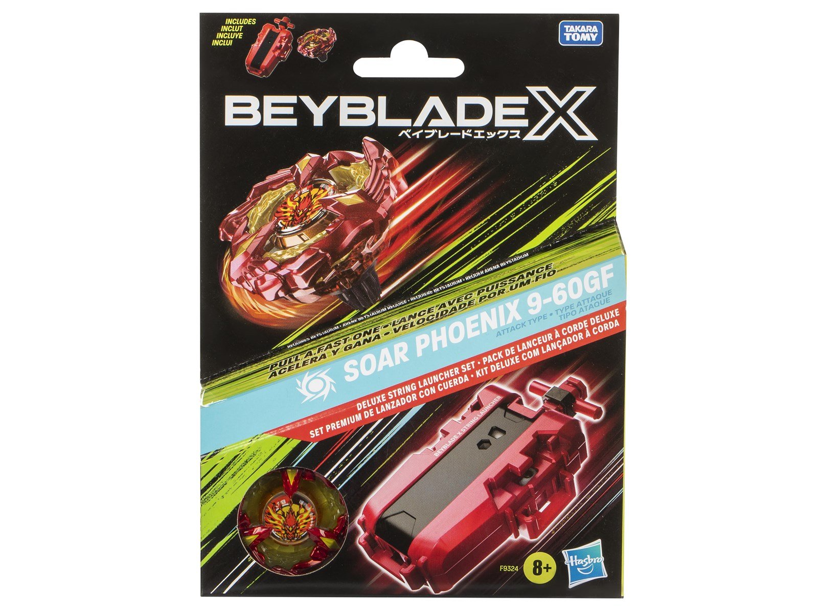 Beyblade X Soar Phoenix 9-60GF Deluxe String Launcher Set