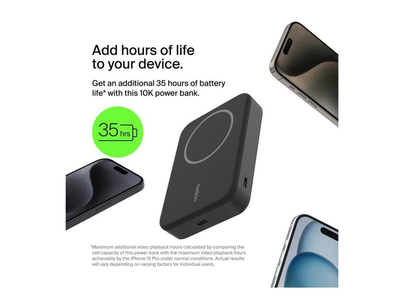 Belkin BoostCharge Pro wireless power bank - magnetic with Qi2 - magnetic 24 pin USB-C - 15 Watt