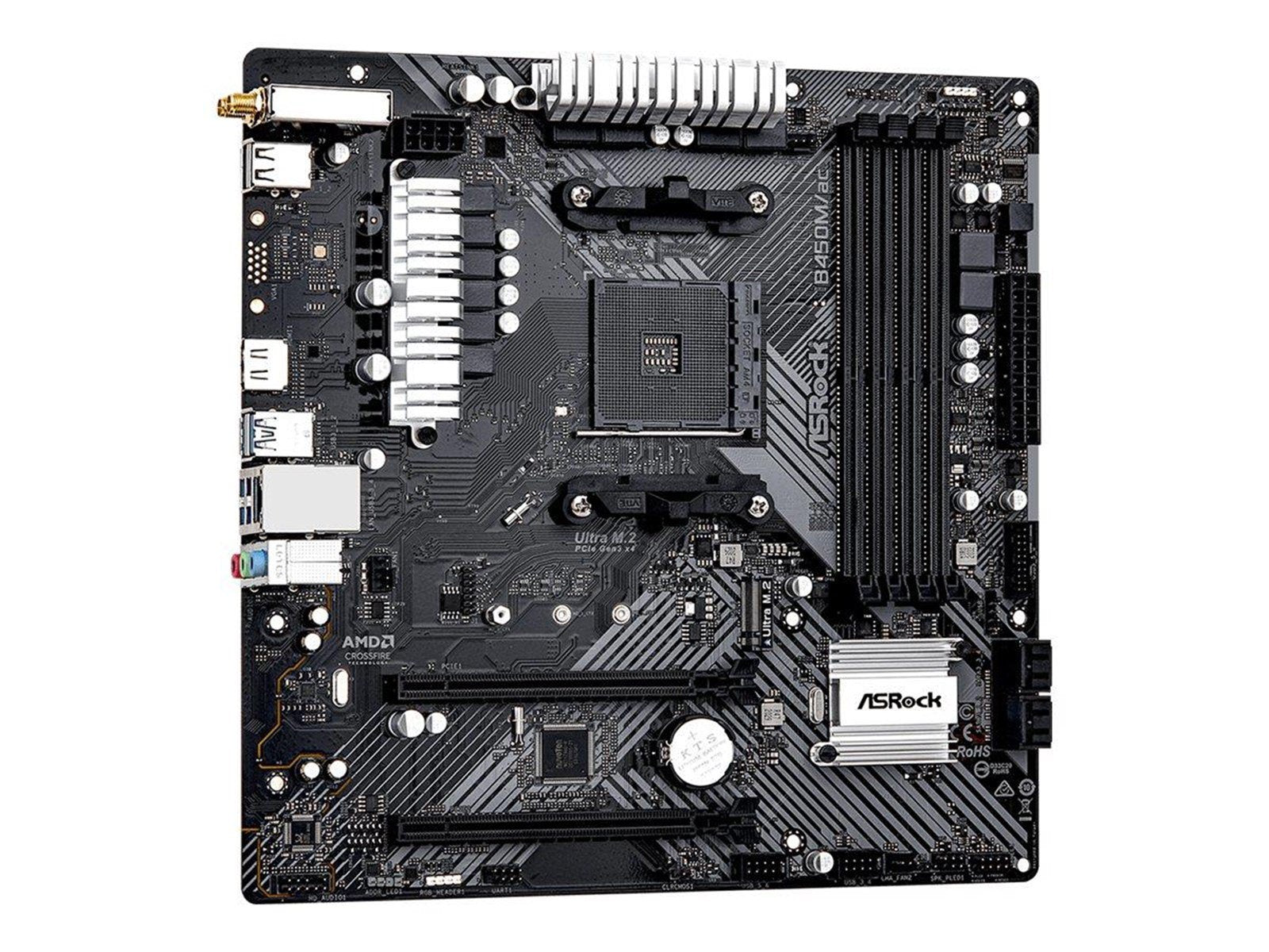 ASRock B450M/ac R2.0 Mainboard - AMD B450 - AMD AM4 socket - DDR4 RAM - Micro-ATX