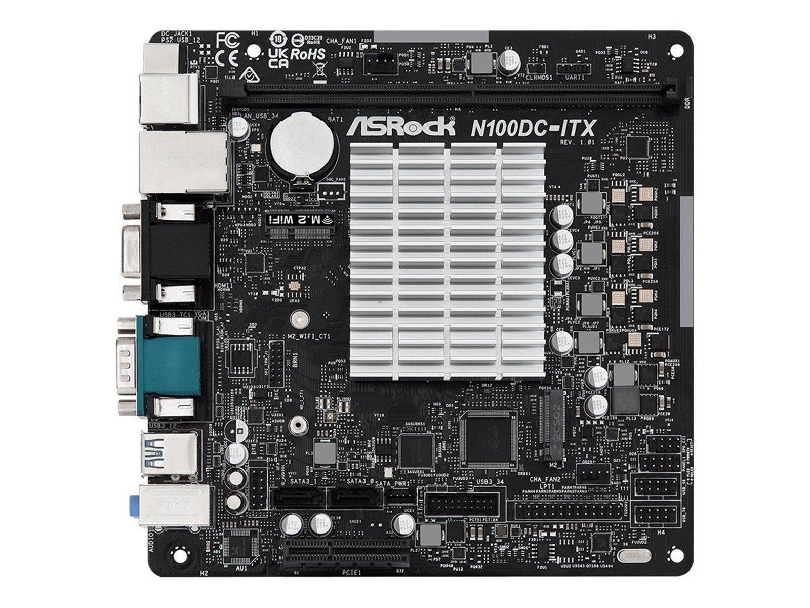 ASRock N100DC-ITX - motherboard - mini ITX - Intel N-series N100 Mainboard - socket - DDR4 RAM - Mini-ITX