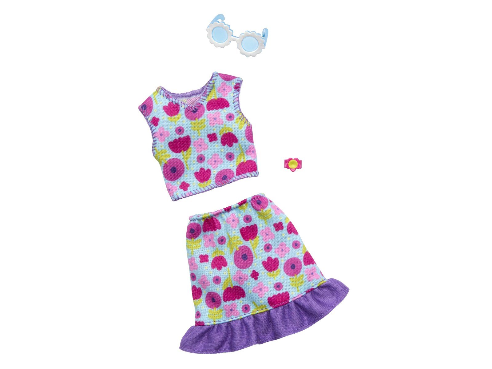 Barbie Doll Clothing Fashion Pack With Floral Top Skirt & Accessories