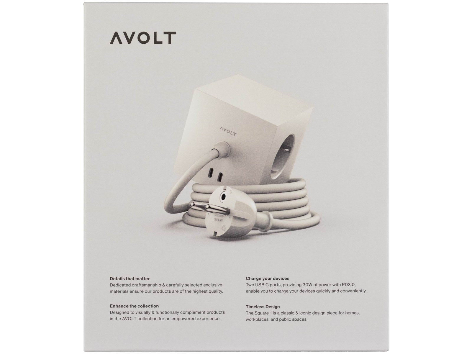 AVOLT Square 1 USB-C 30W 1.8 m - Gotland Gray