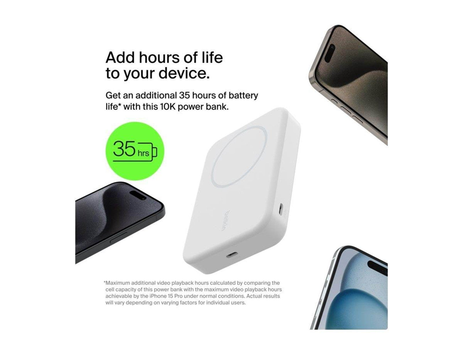 Belkin BoostCharge Pro wireless power bank - magnetic with Qi2 - magnetic 24 pin USB-C - 15 Watt