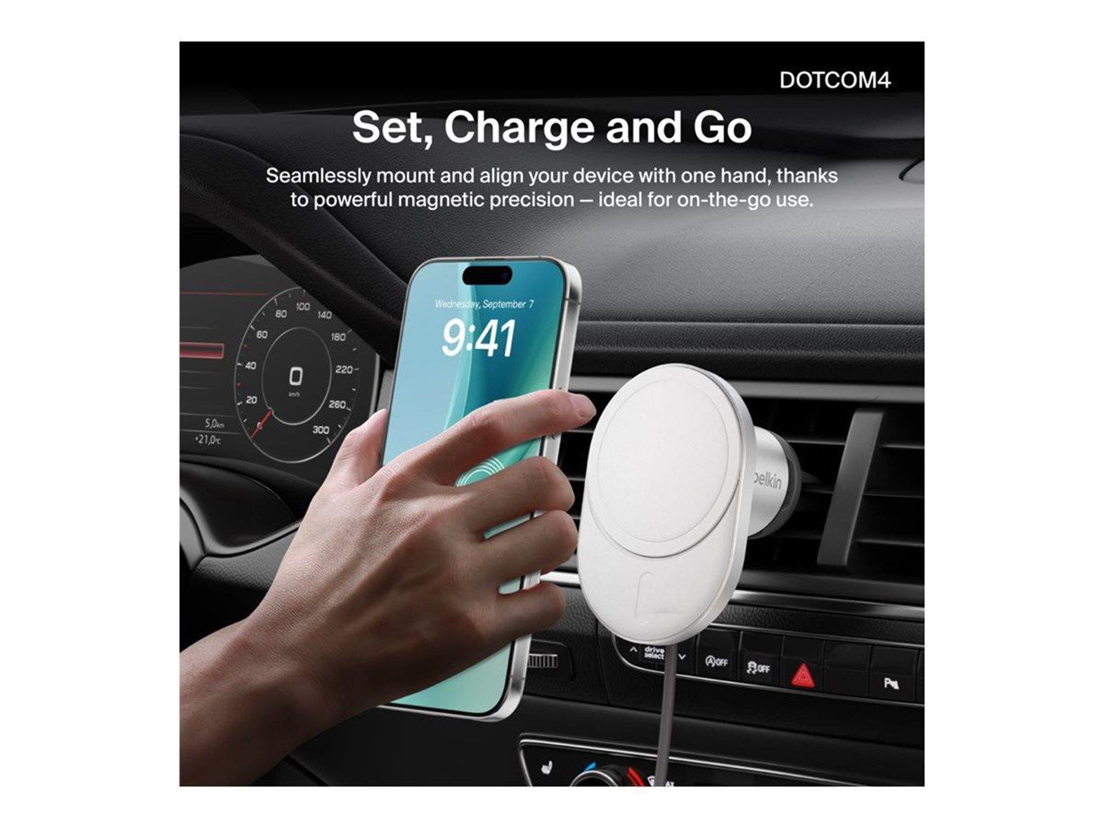 Belkin car wireless charging holder - magnetic with Qi2 + car power adapter - 15 Watt