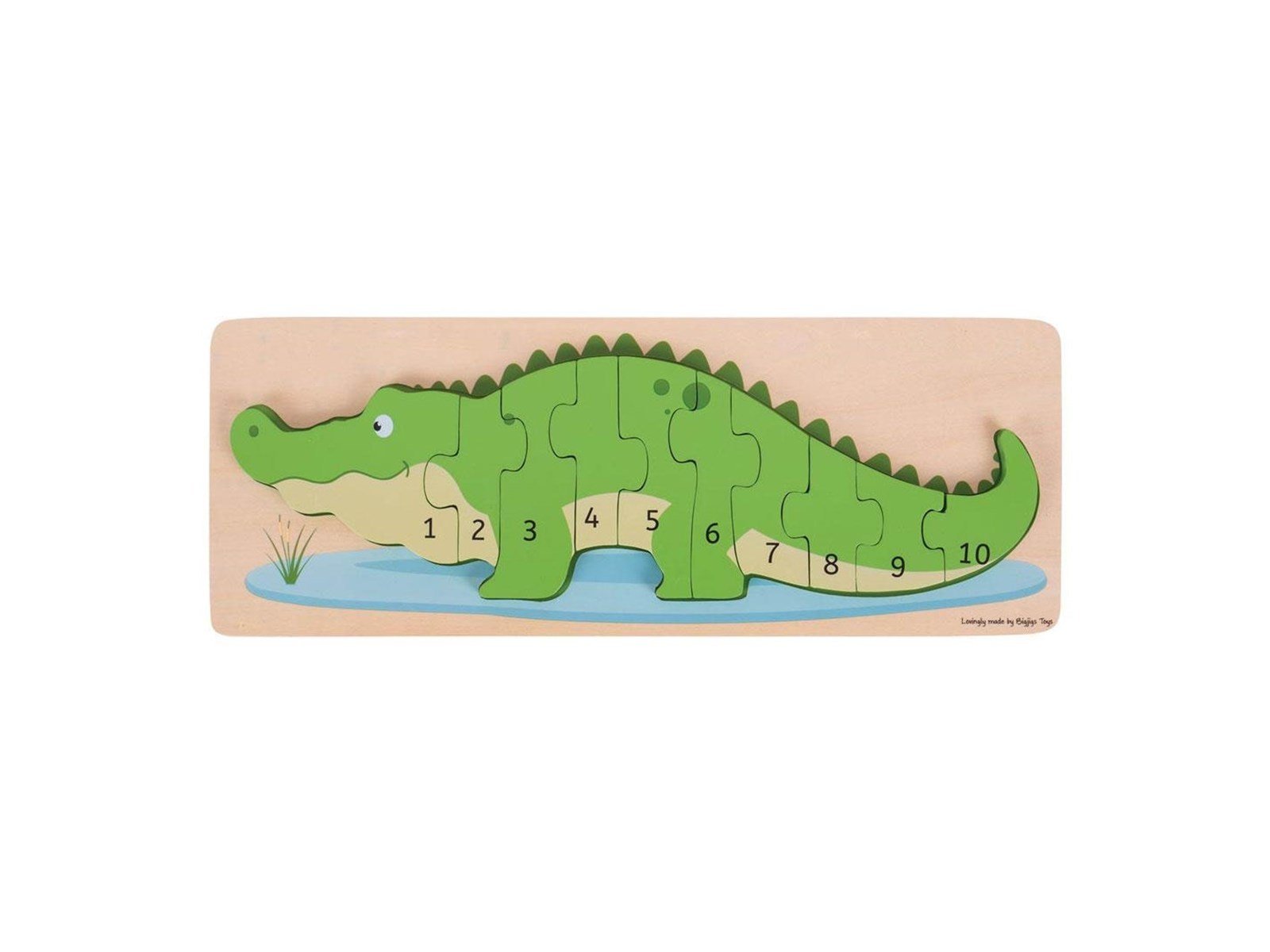Bigjigs Wooden Counting Puzzle Crocodile 10 pcs. Holz