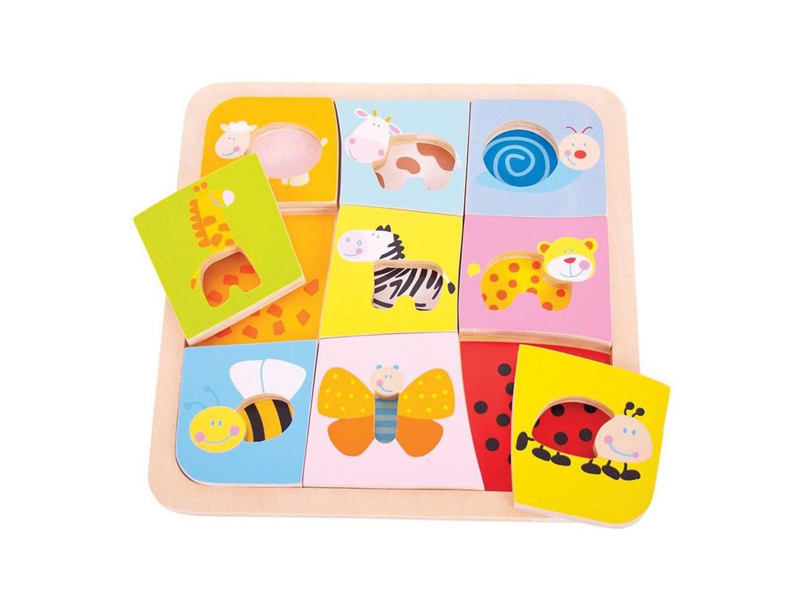 Bigjigs Wooden Animal Patterns Puzzle 9 pcs.