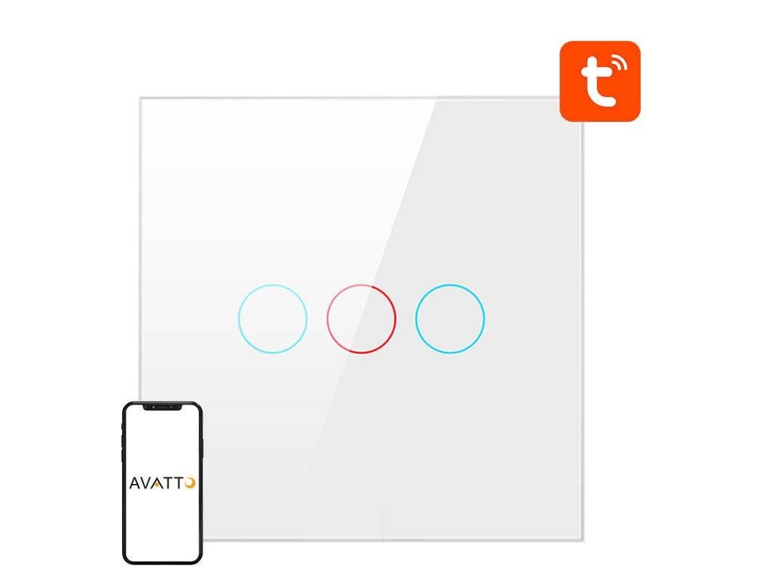 Avatto Smart Light Switch ZigBee ZTS02-EU-W3 3 Way TUYA (white)