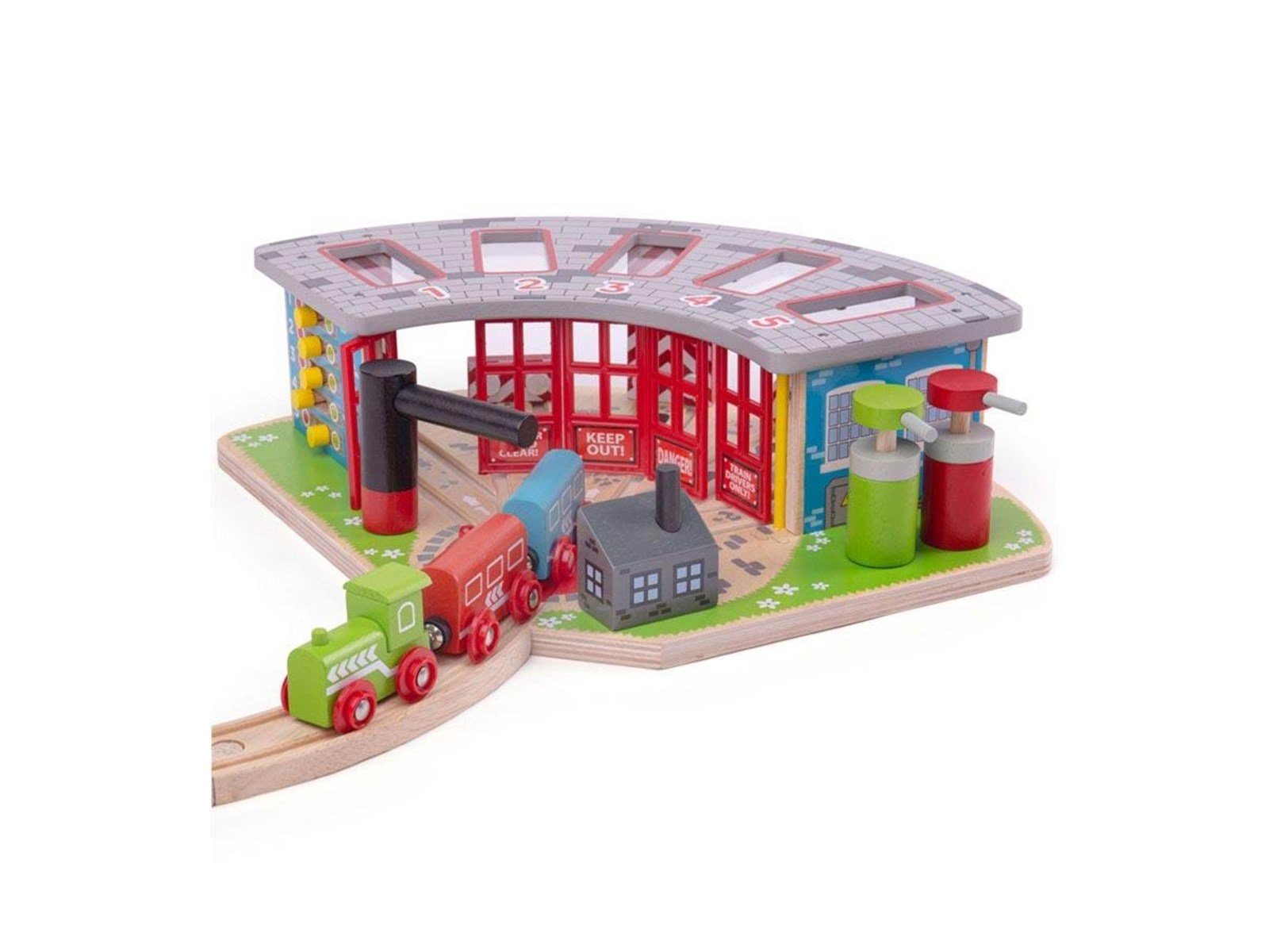 Bigjigs Wooden Rails - Luxury Depot for 5 Trains