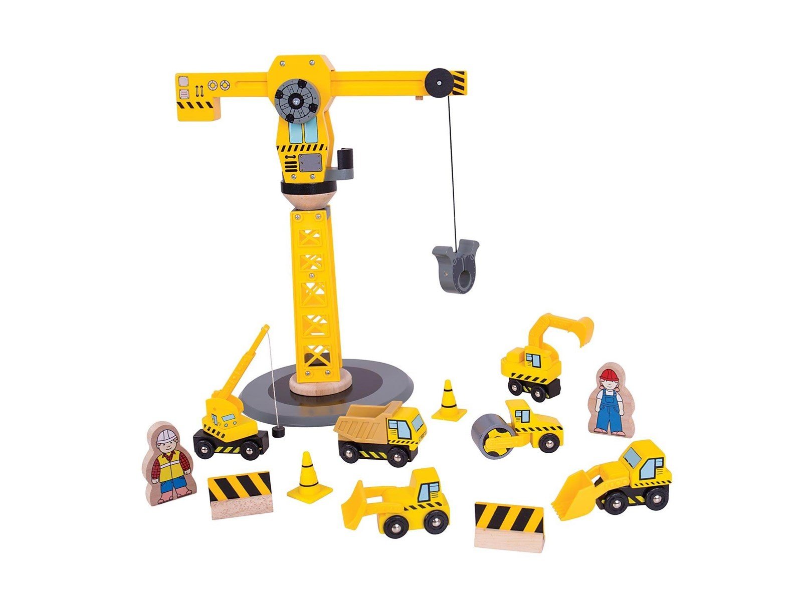 Bigjigs Wooden Crane & Construction Vehicles