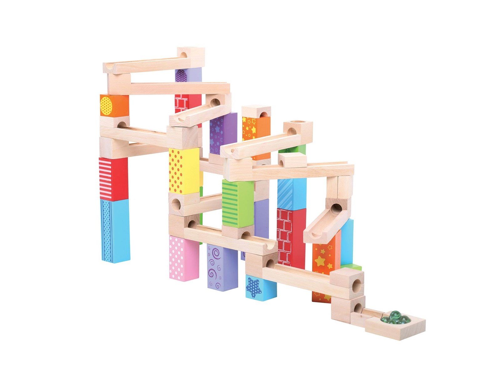 Bigjigs Wooden Marble Track 53pcs