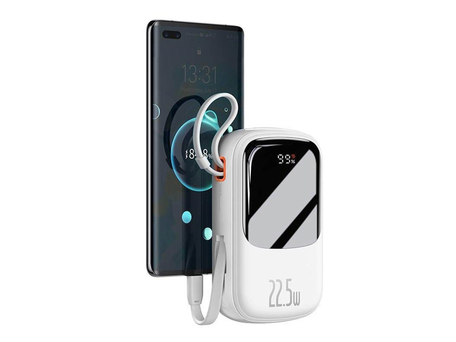 Baseus Powerbank Qpow PRO with cable 20000mAh 22.5W (White) Powerbank (Akku) - Weiß - 20000 mAh