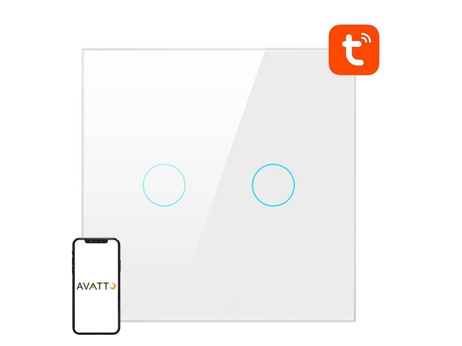 Avatto Smart Light Switch WiFi TS02-EU-W2 2 Way TUYA (white)