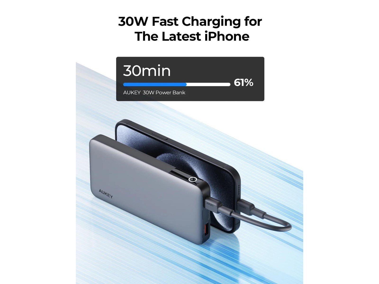 Aukey Powerbank PB-Y41 10000mAh 30W (gray) Powerbank (Akku) - Grau - 10000 mAh