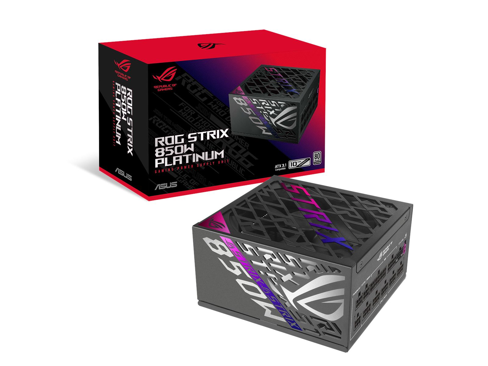 ASUS ROG Strix 850W Platinum Netzteile - 850 Watt - 135 mm - ATX 3.1 - 80 Plus Platinium