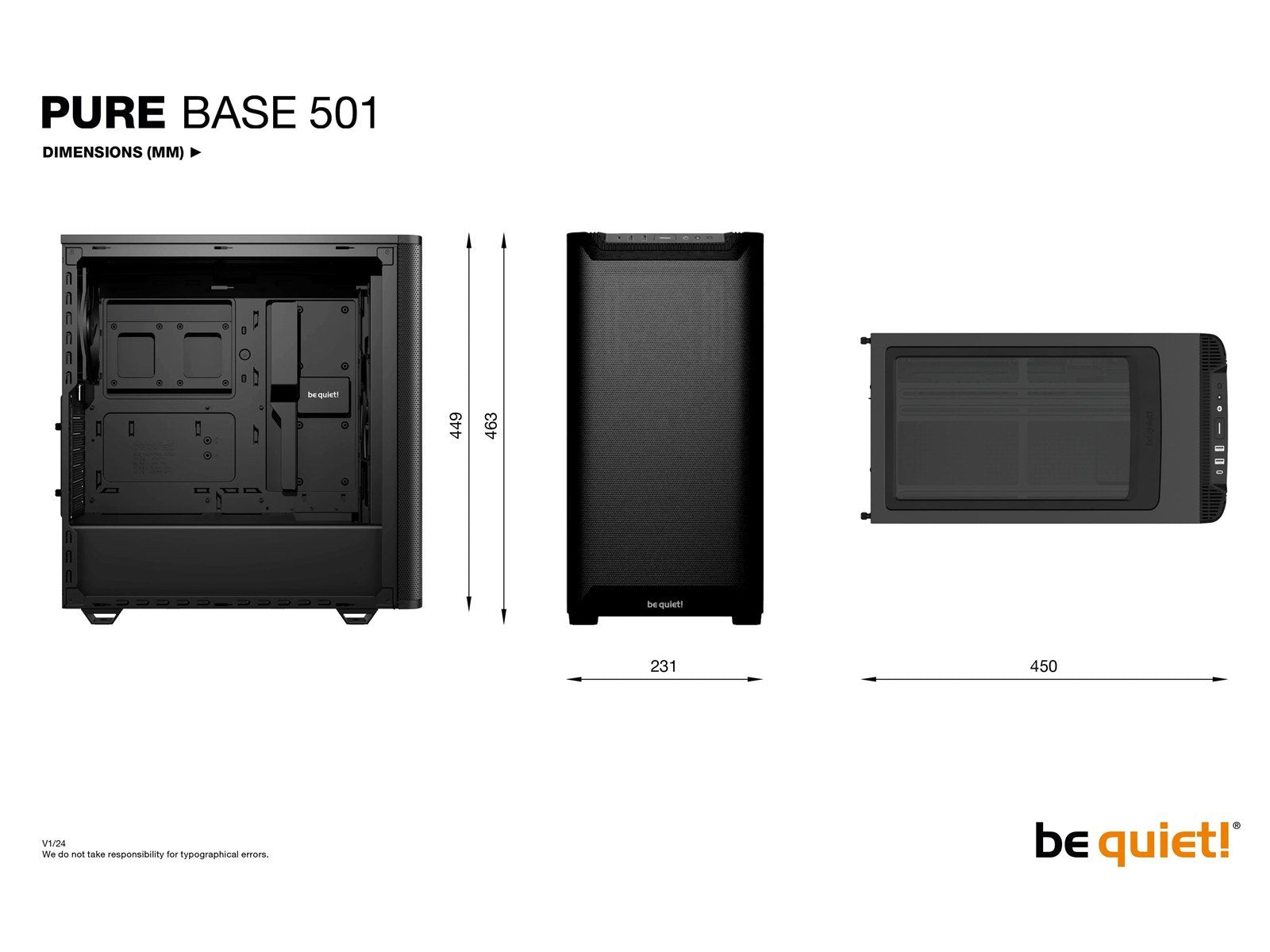 be quiet! PURE BASE 501 Airflow Black - Gehäuse - Miditower - Schwarz