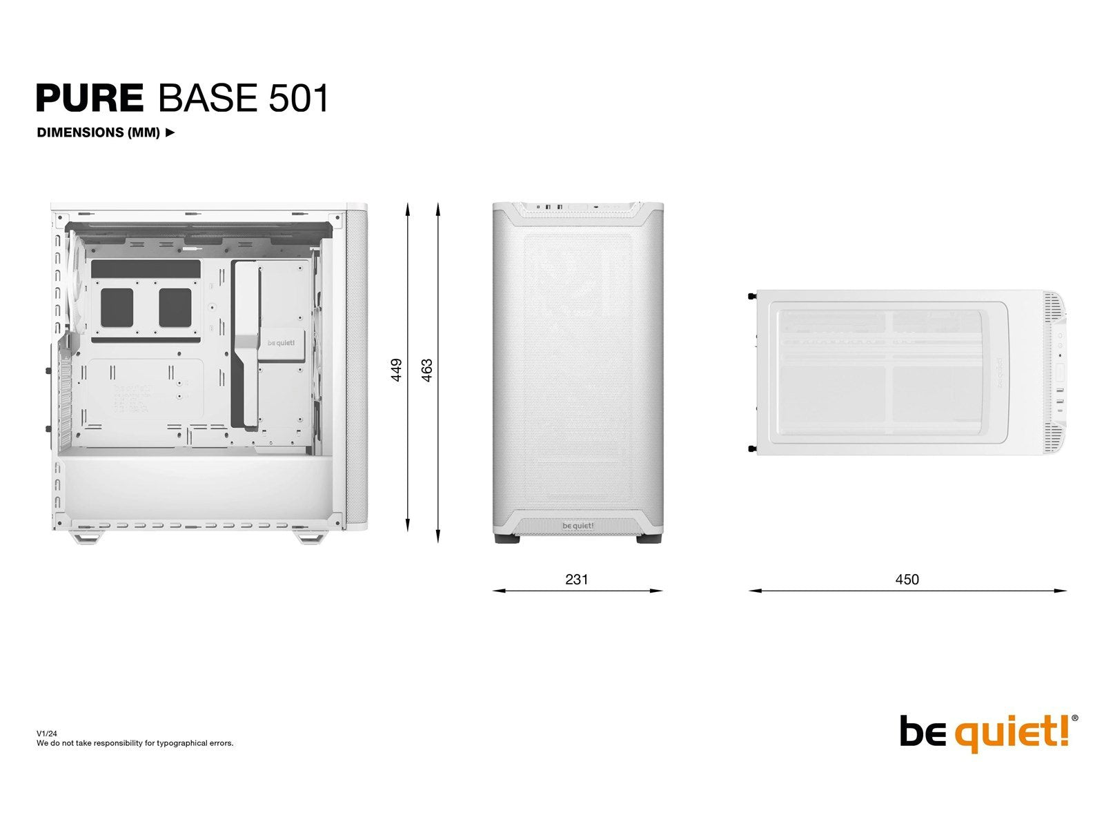 be quiet! PURE BASE 501 Airflow Window White - Gehäuse - Miditower - Weiß